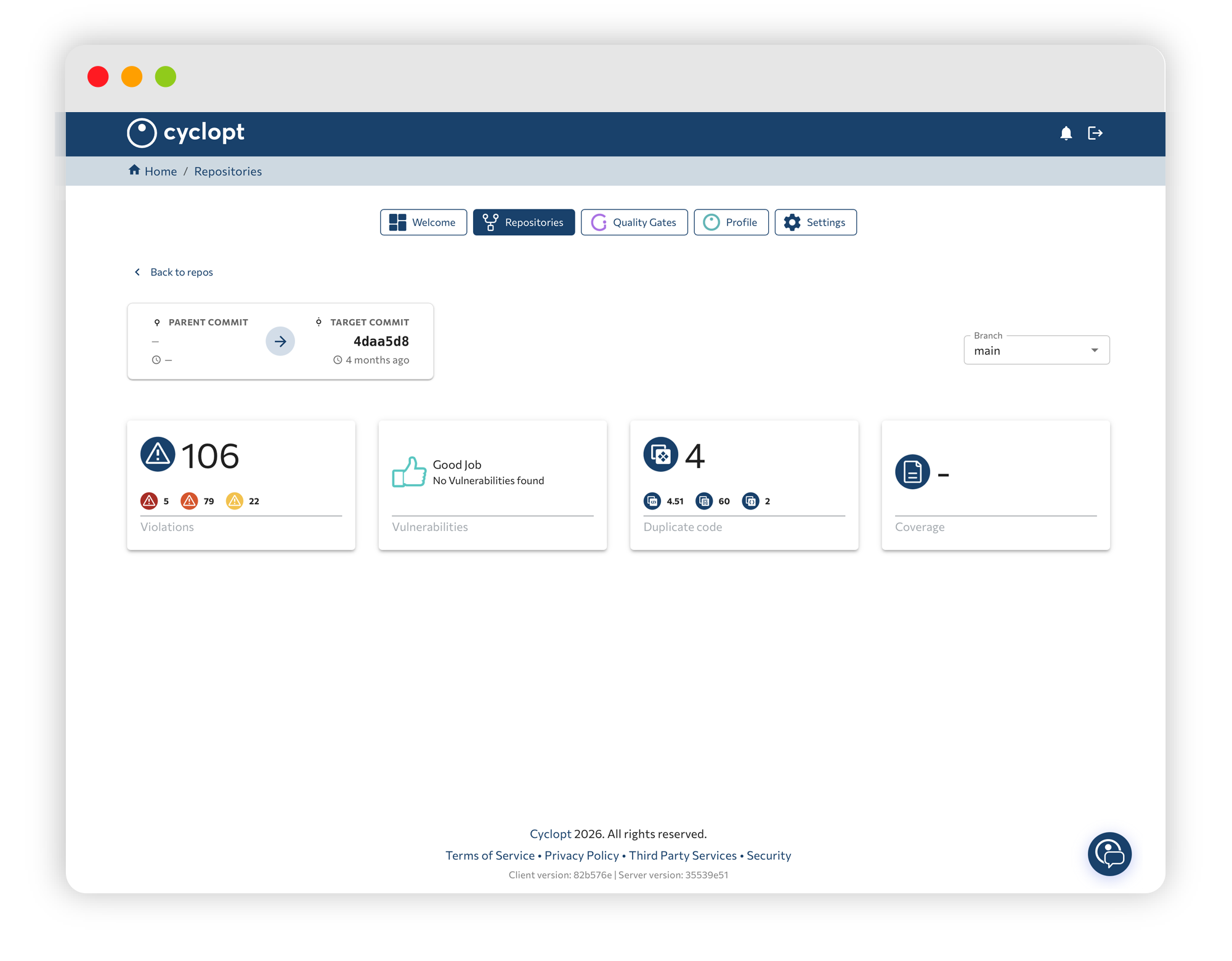 Cyclopt Companion repositories view